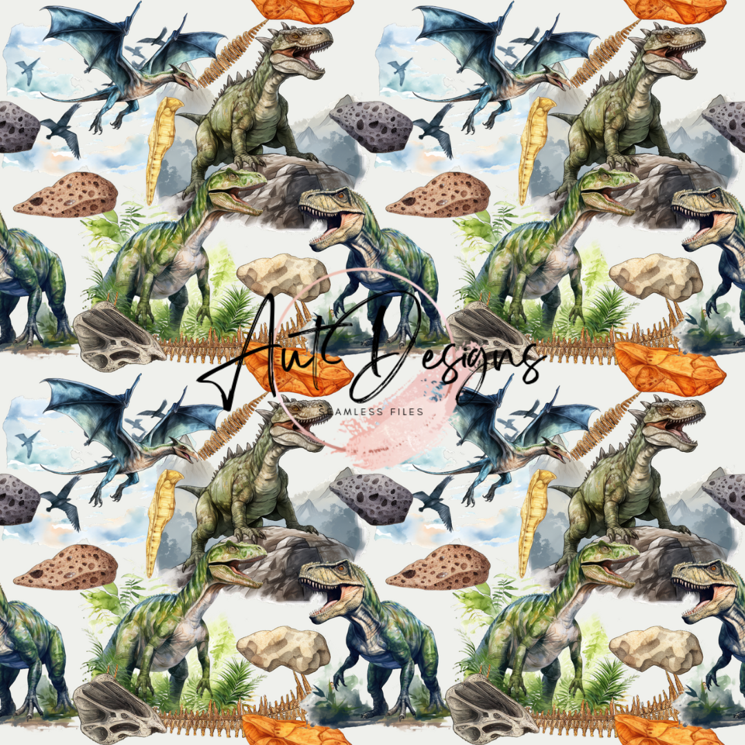 Dino Bones Seamless File & PNG Bundle options