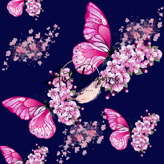 Pink Floral Butterflies Seamless File