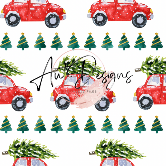 Christmas Tree Cars Seamless File