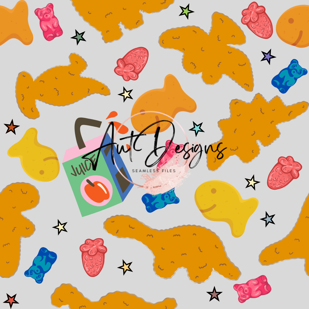 Dino Nuggets & Snackies Seamless File & PNG option