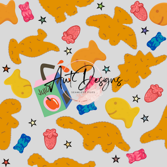 Dino Nuggets & Snackies Seamless File & PNG option