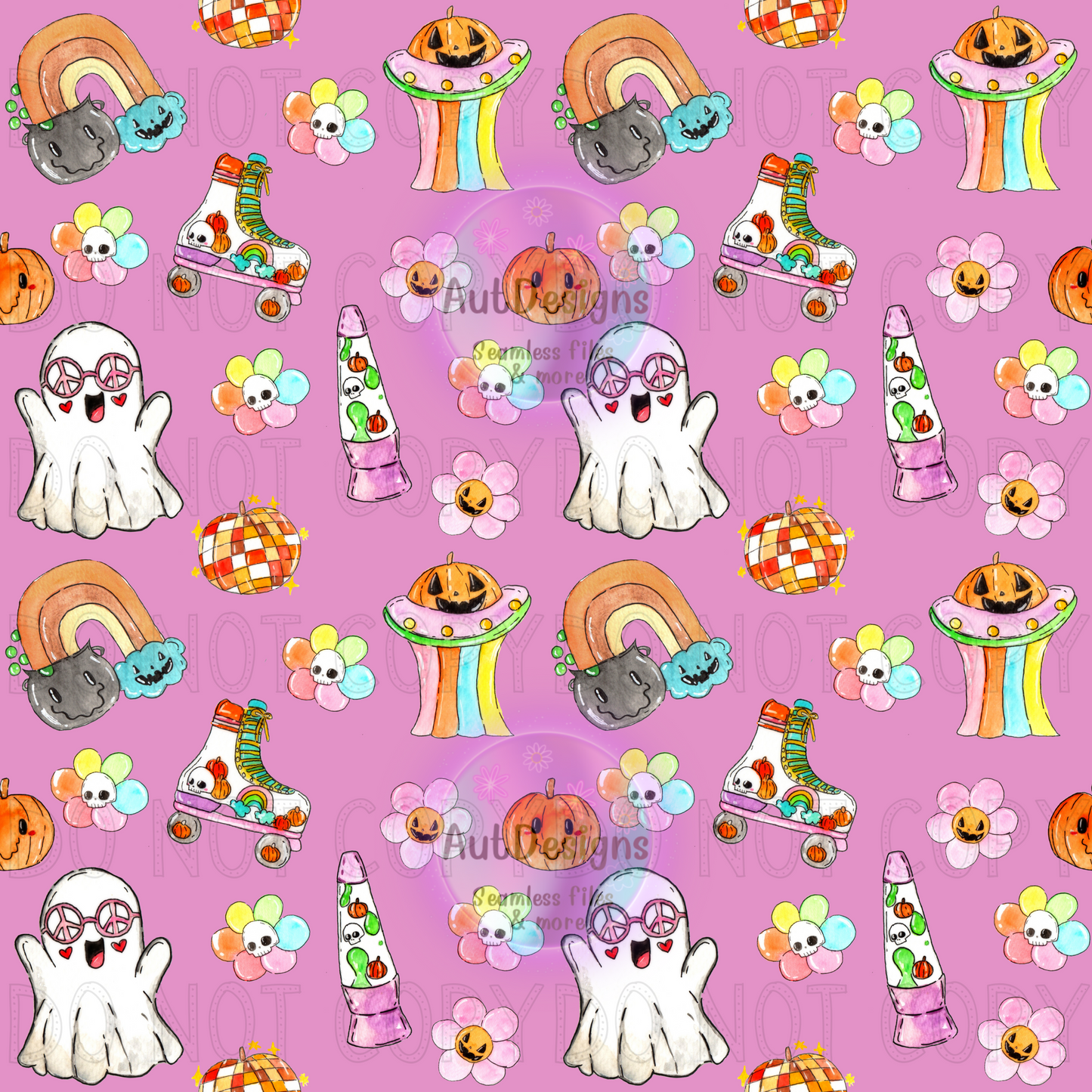 Semi-Exclusive Retro Groovy Ghost Halloween Seamless File