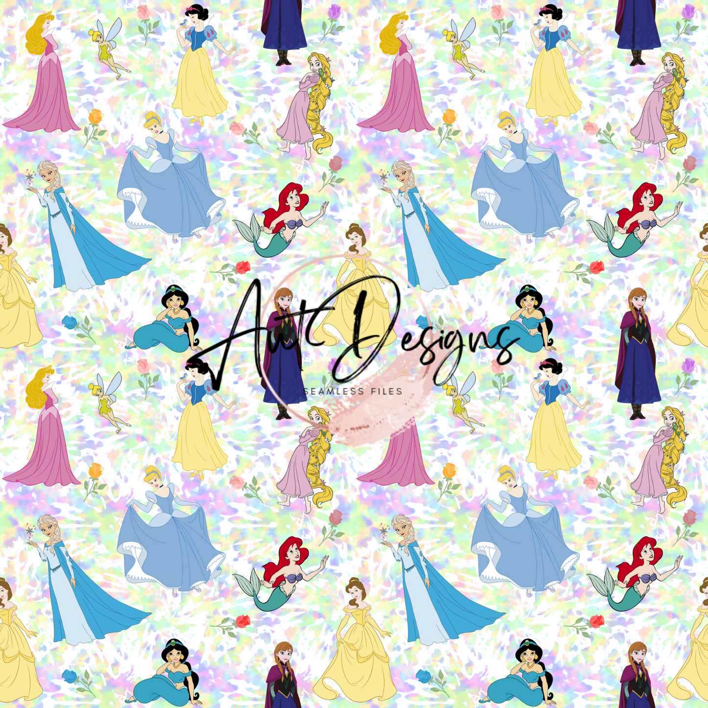 Tie Dye Princesses Seamless File