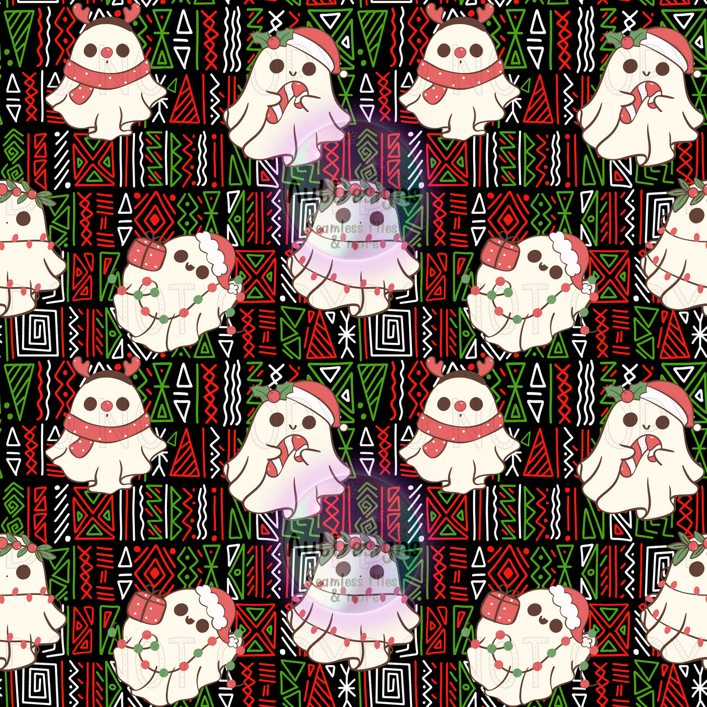 Christmas Aztec Ghosts Seamless File