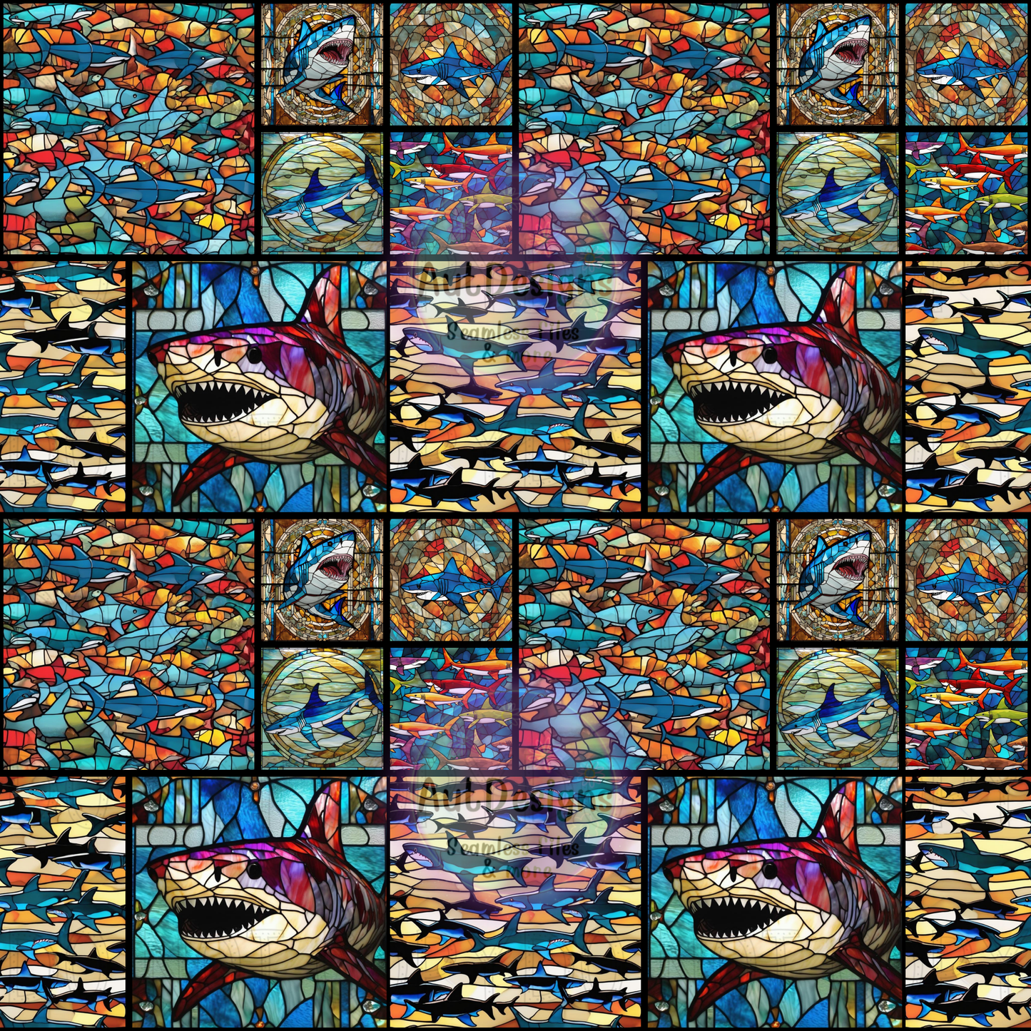 Shark Stained Glass Seamless File