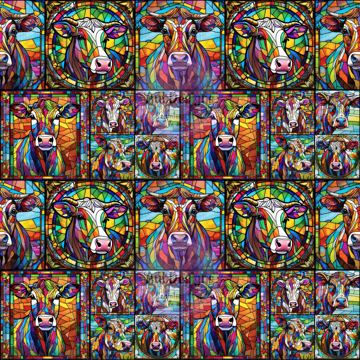 Cows Stained Glass Seamless File