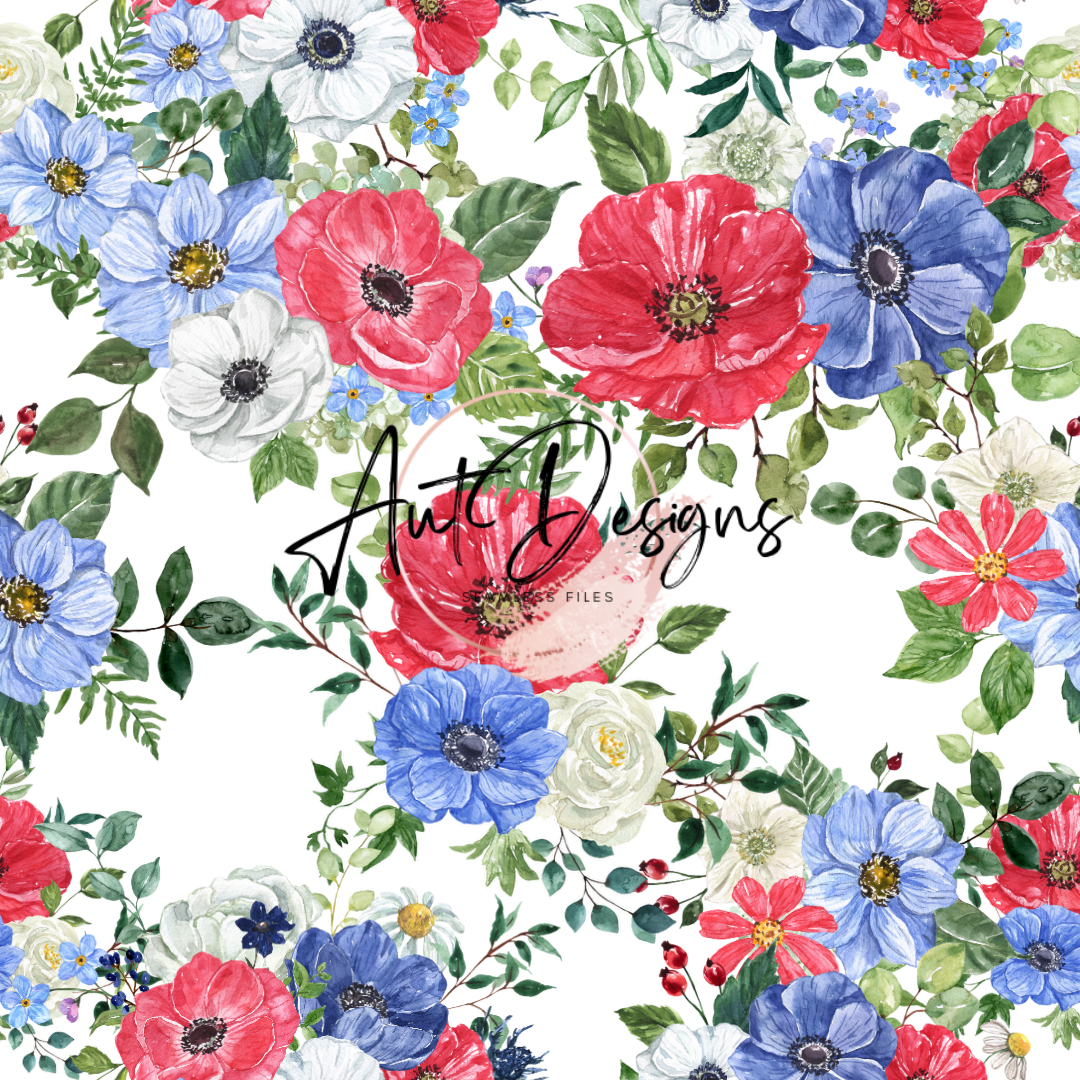 RWB Floral Seamless File 2 Color Options