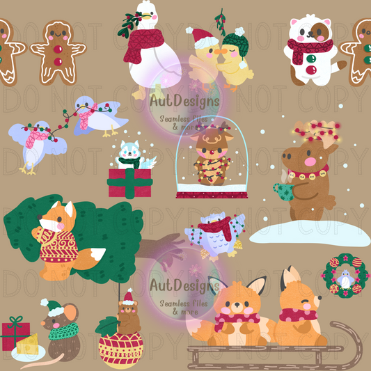 Christmas Animals Seamless File