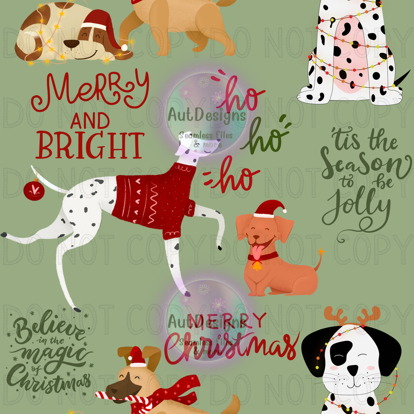 Christmas Dogs Seamless File