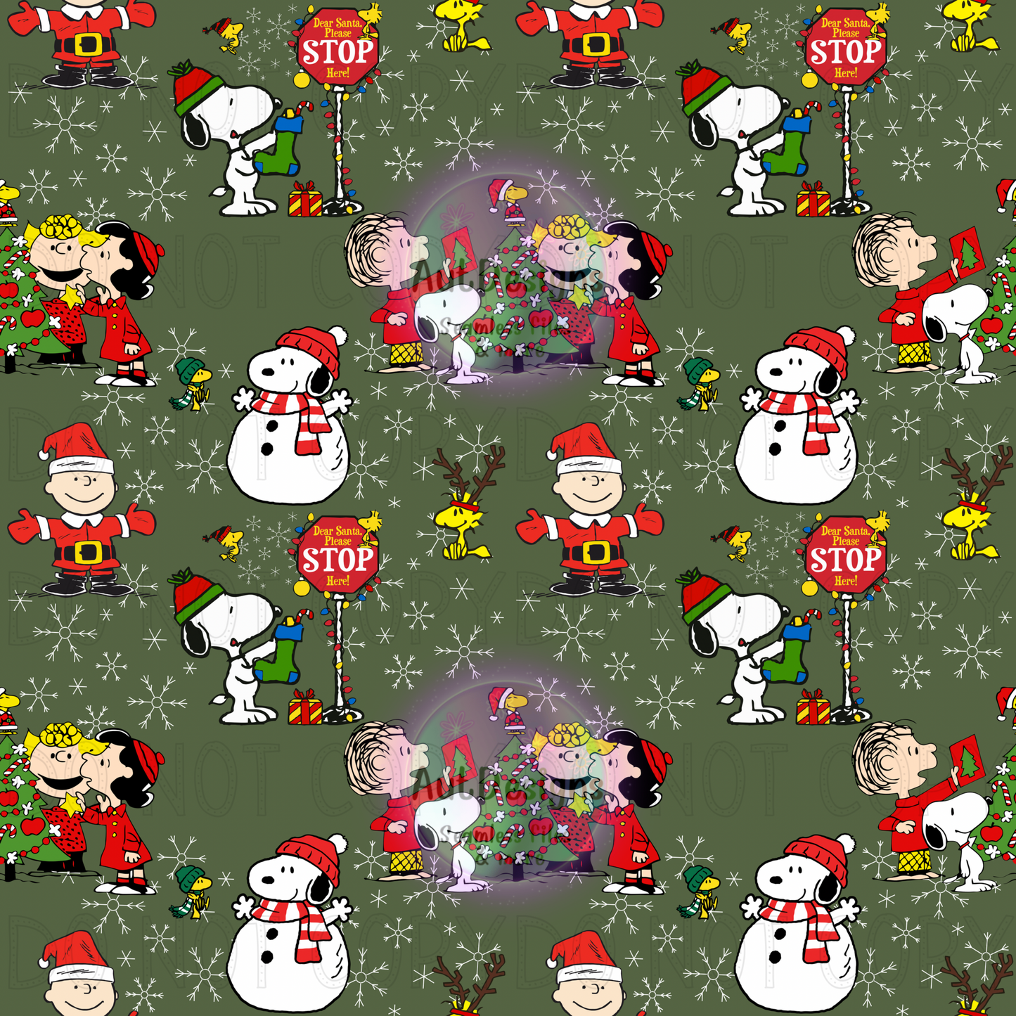 Charlie Friends Christmas Seamless File 3 Color Options