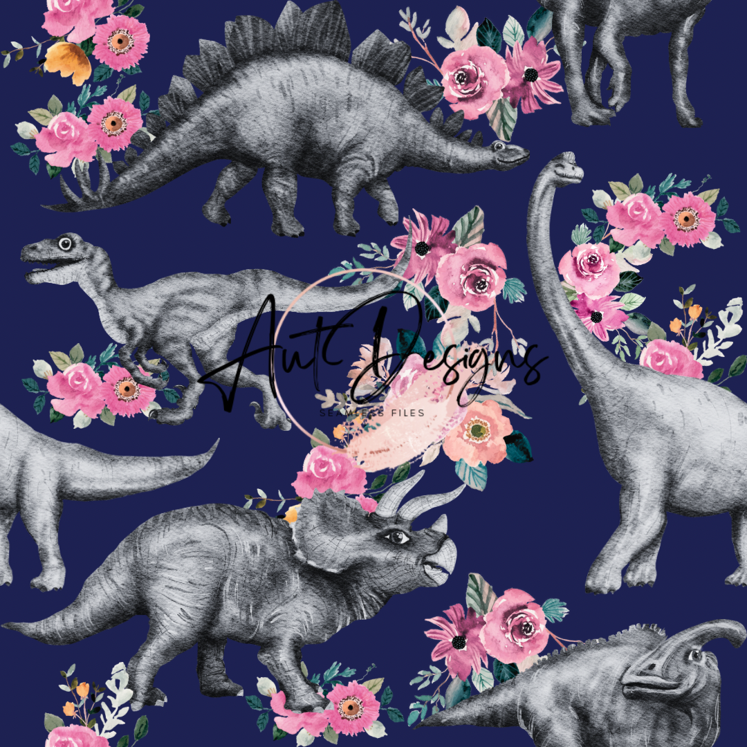 Girly Dino’s Seamless File Multiple Colors & PNG Option