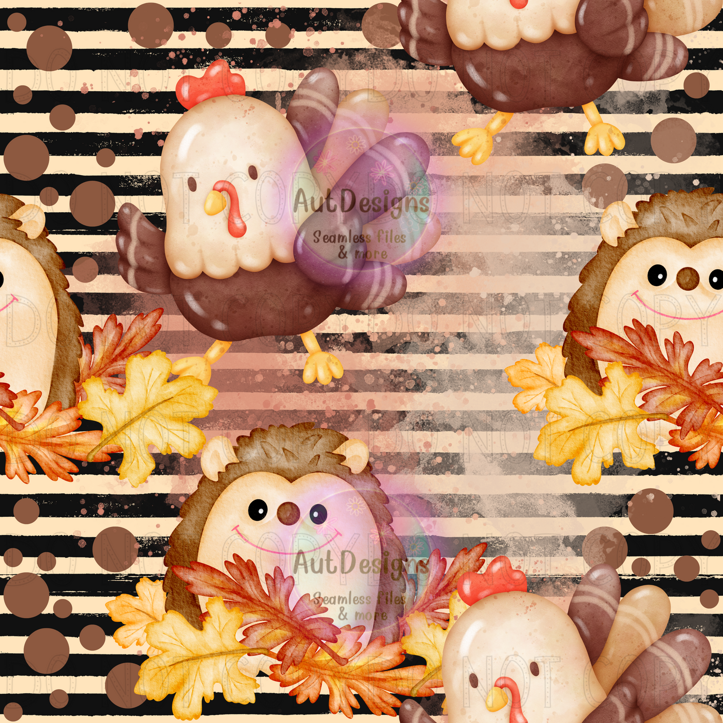 Cute hedgehog & turkey Seamless File