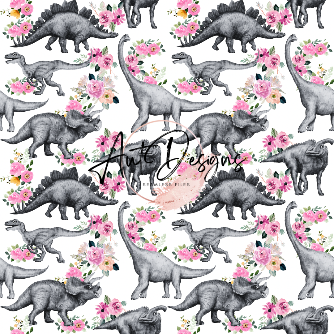 Girly Dino’s Seamless File Multiple Colors & PNG Option