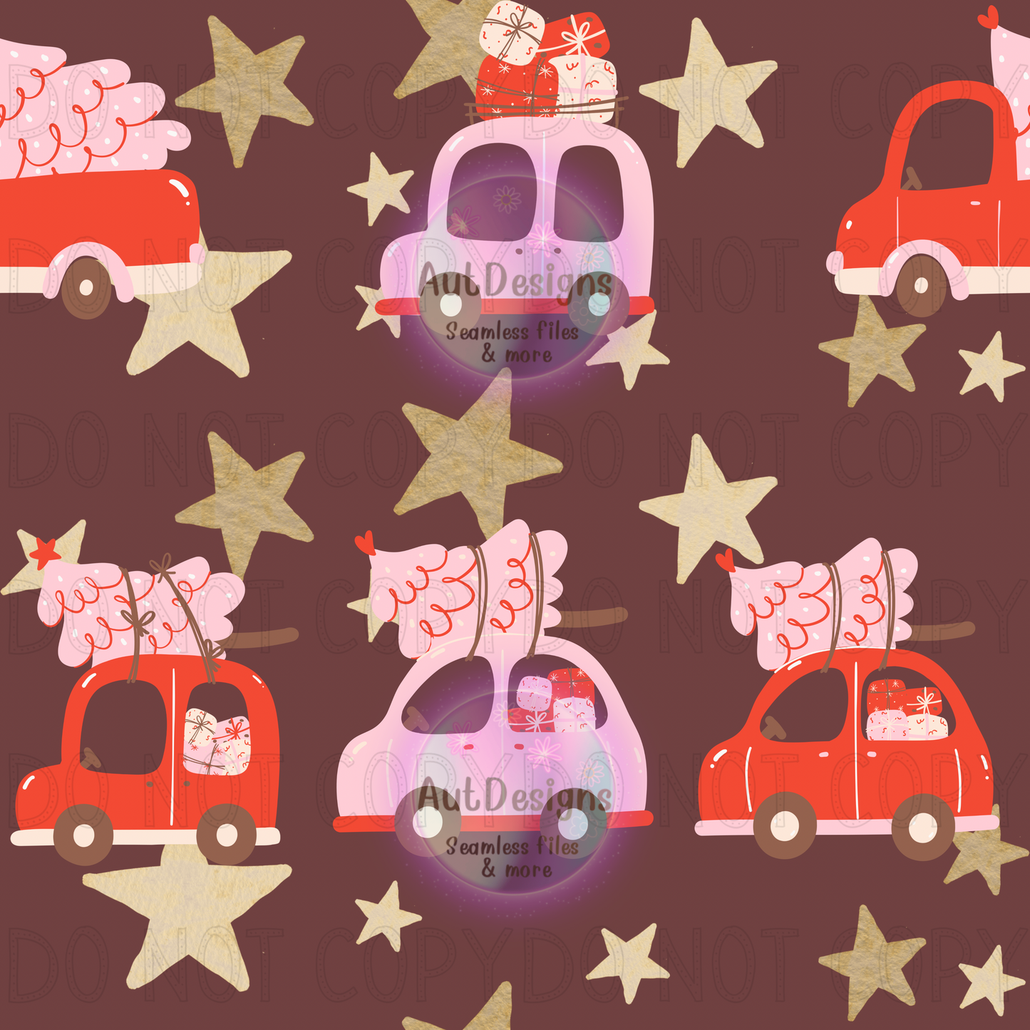 Pink Christmas Cars Seamless File