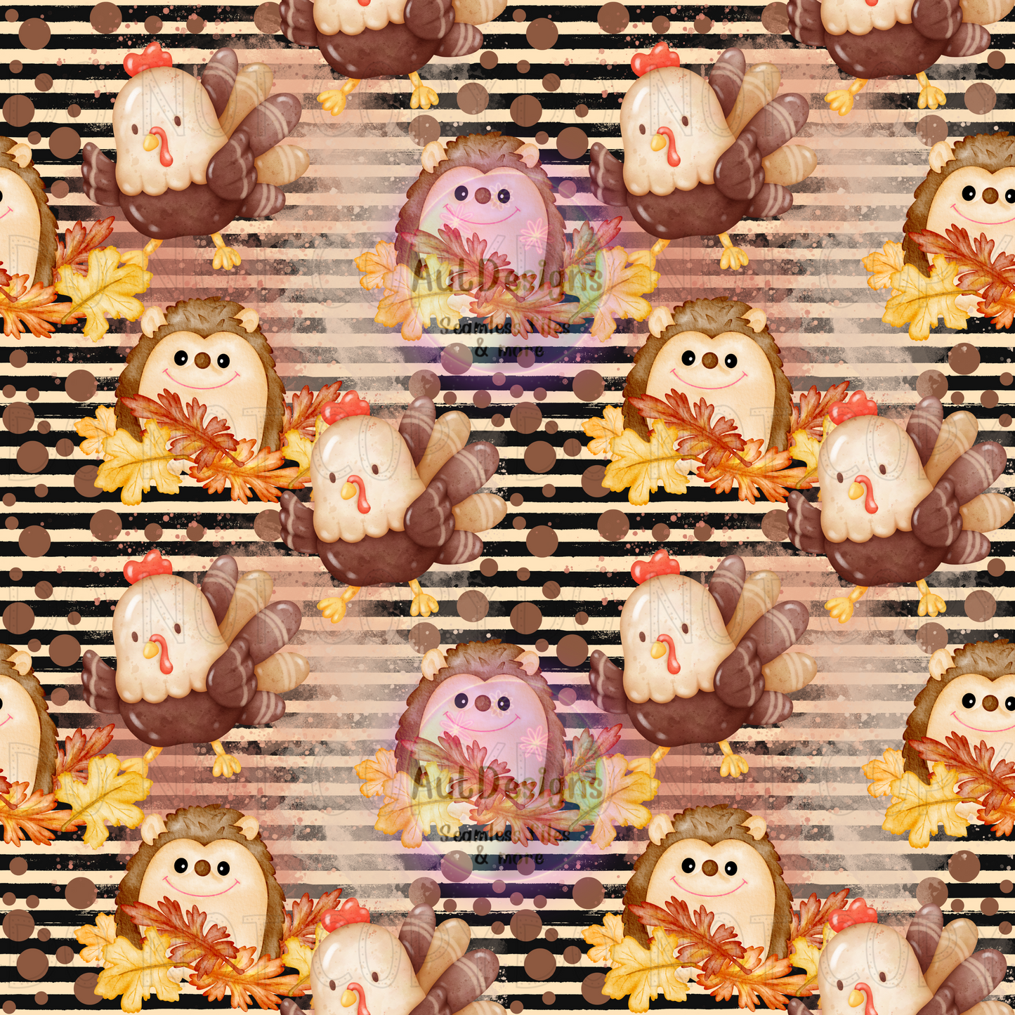 Cute hedgehog & turkey Seamless File